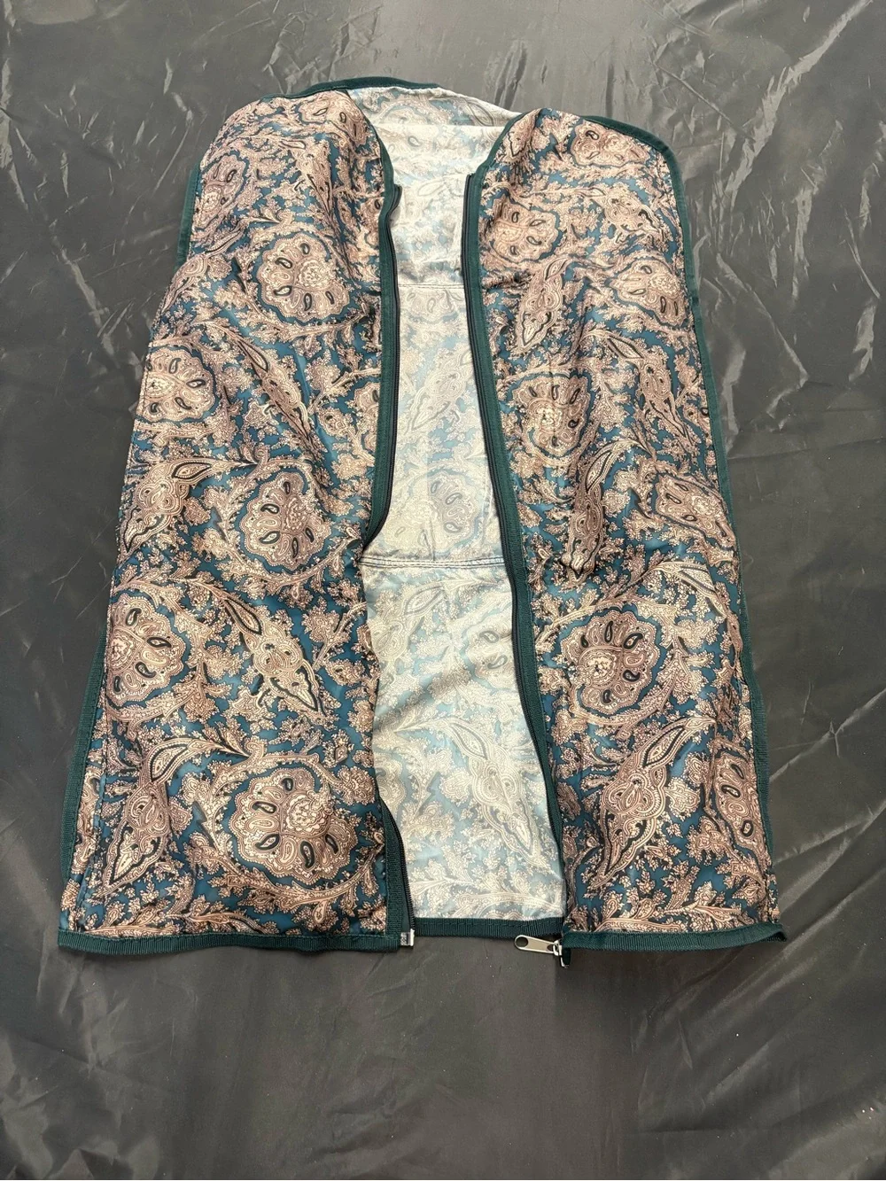 Teal Paisley Quilted Garment Bag